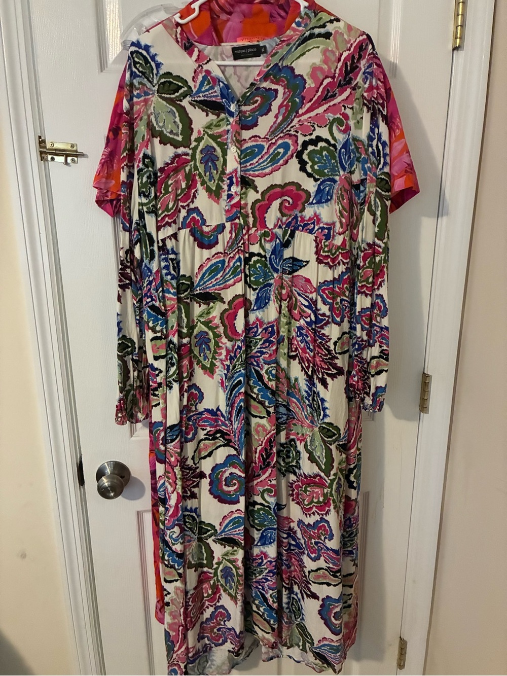 Maya's Place Paisley Maxi Dress Size XL Colorful Boho Modest Dress